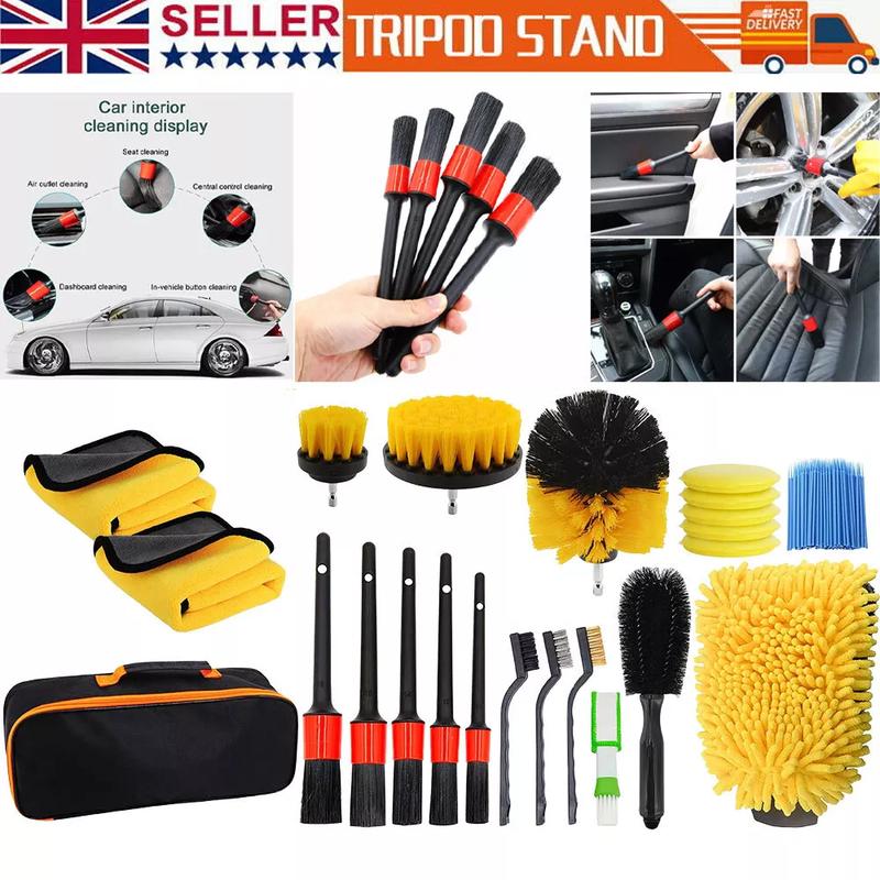 122Pcs Car Detailing Brush Set | Soft Bristles for Interior & Exterior | Wheel, Dashboard & Seat Cleaning | Valet Pro Car Wash Kit | Auto Care Accessories for Deep Cleaning | Ideal for Car, Bike & Home Use 0