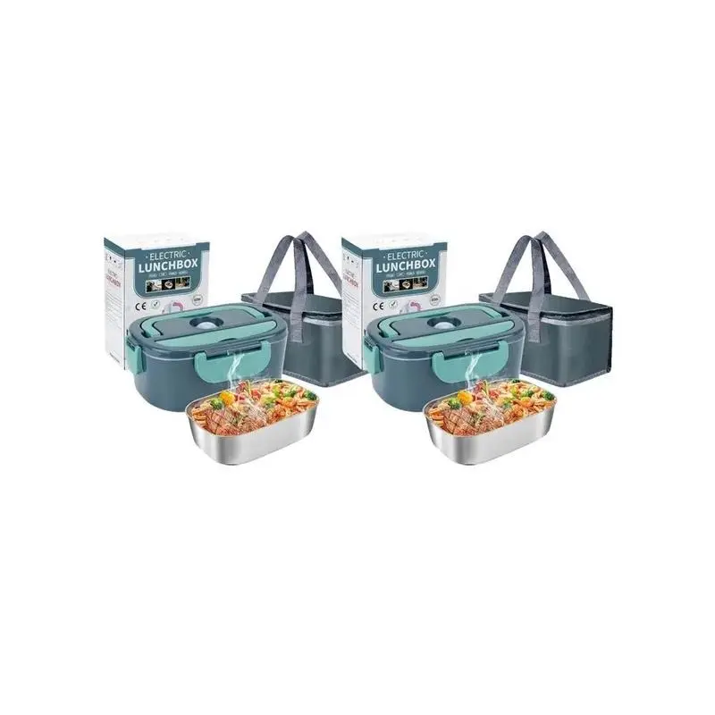 Electric lunch box, 60W Quick heating lunch box container, car plug-in food heating lunch box container, fork spoon and insulated handbag and fruit box, summer gift cutlery accessories, kitchen appliances, back-to-school supplies Tableware 1