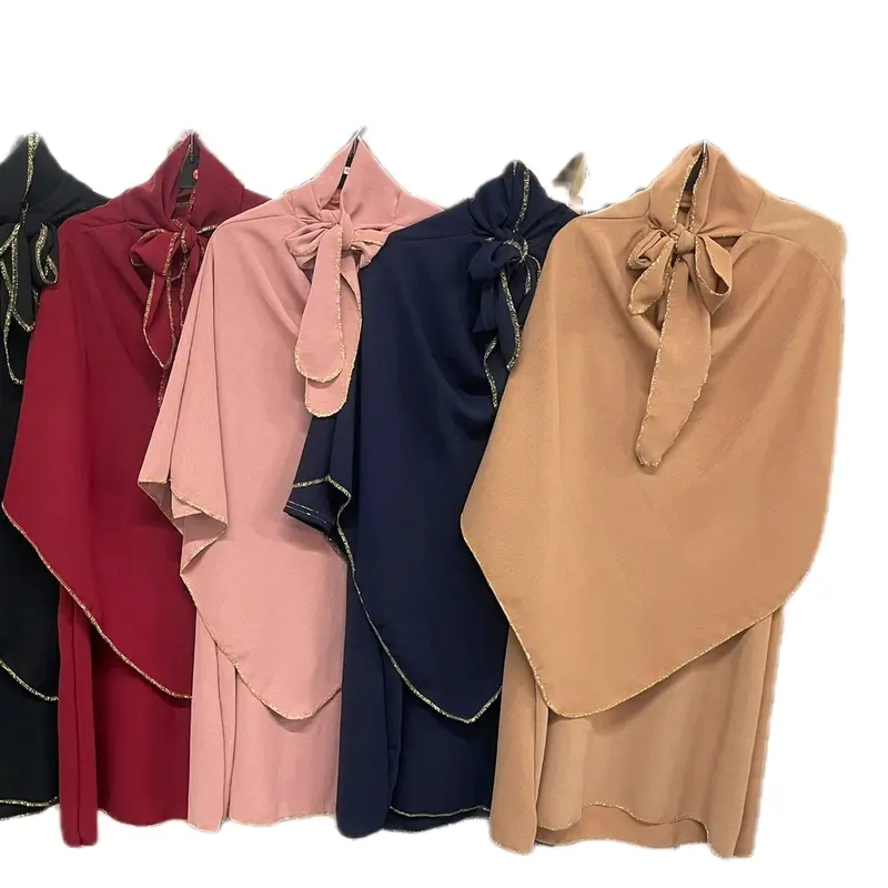 Girls gold detail poncho abaya lover 0