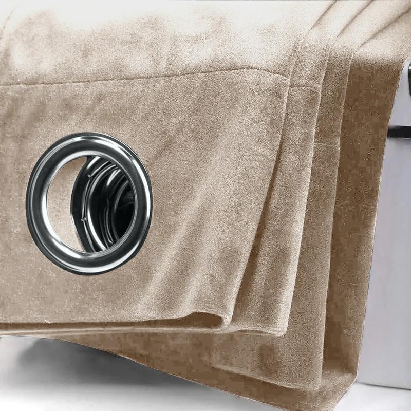 Imperial Rooms Crushed Velvet Beige Curtains for Living Room - Fully Lined Ring Top Soft Bedroom Blackout Curtain With 2 Matching Tie Backs 3