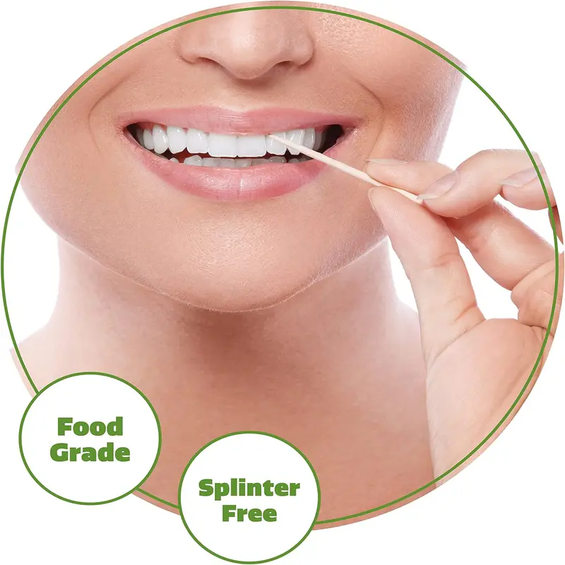 [1500 Count] Bamboo Wooden Toothpicks - Wood Round Single-Points Tooth Picks and Cocktail Sticks for Oral Care - Floss 2