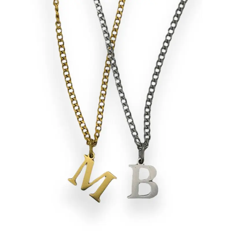 Classic initial necklace in silver or gold tone water resistant 2
