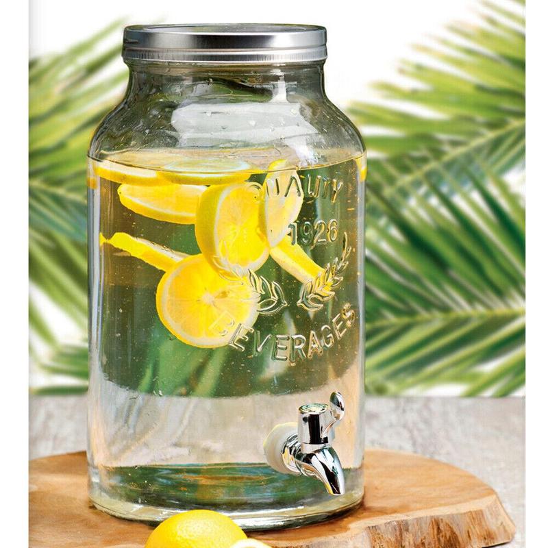 Stylish 5.5L Glass Jar Dispenser with Tap and Lid for Barbeques and Parties Bottles Beverage Drink Tin Canister Organiser 2