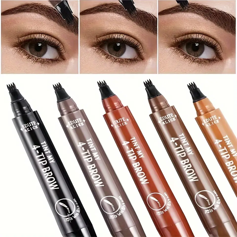 4-Tip Magic Eyebrow Pencil | Makeup Cosmetic Precise Fine Stroke Brow Pen (Natural-Looking Brows, Long-Lasting Formula) | Perfect for Filling and Defining | Long-Lasting Wear + #Natural Brows #Precision BrowPen