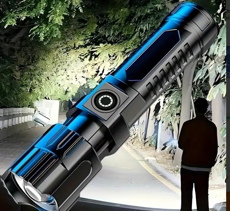 2-Pack LED Flashlights, USB Rechargeable with Telescopic Zoom, High-Lumen Outdoor Tactical Flashlight, 18650 Lithium Battery, Portable and Durable with Built-in Charging strong 7