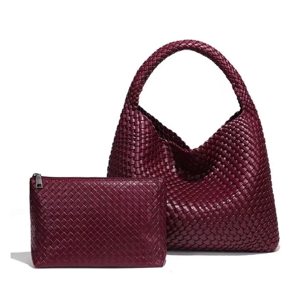 ‘Kara’ Woven Bag set of 2 by Aura Studio - Burgundy