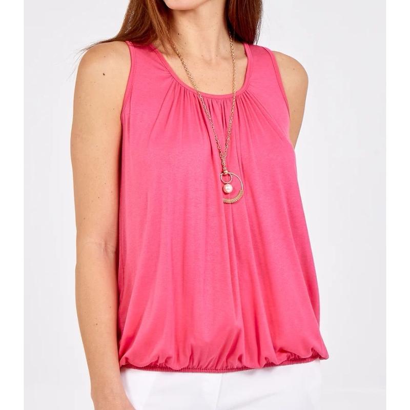 Shakira Bubble Hem Vest Top T-shirt Round Neck Sleeveless Elasticated Gathering Top Women’s Comfort Womenswear Basic Clothing   Casual 2