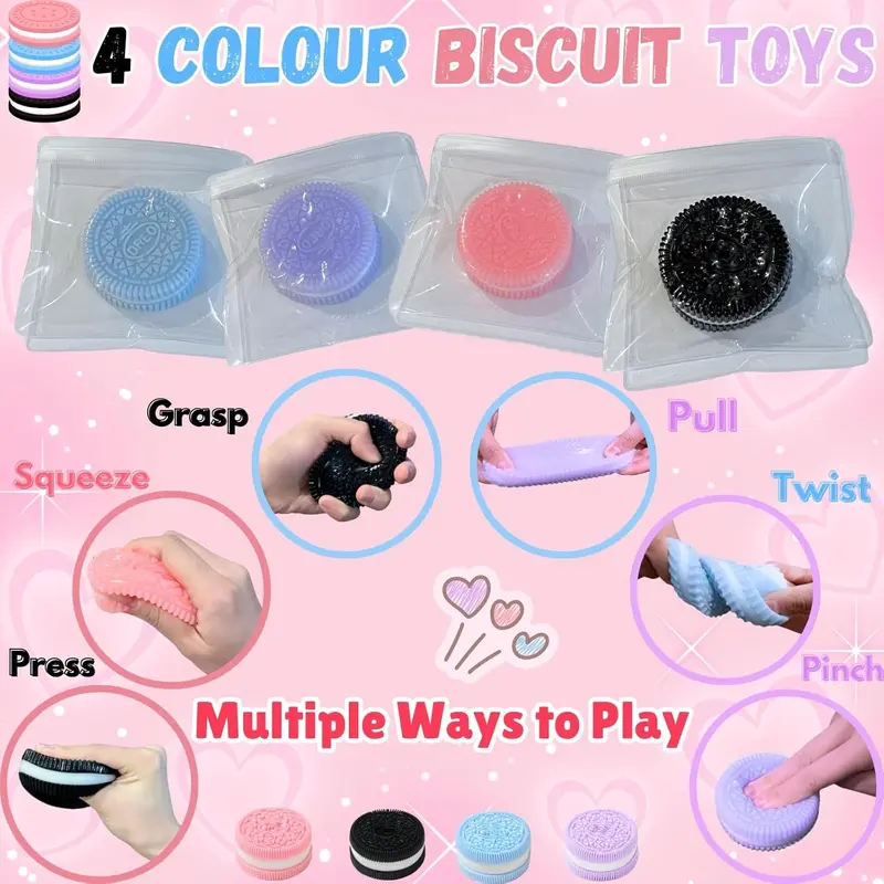 Pcs Biscuit Stress Relief Toy, Pinching Biscuit Simulation Squishy Toy, Anxiety Relief Sensory Toy,Soft Decompression Toy, Stress Squeeze Fidget Toys for Kids and Adults, Taba Squishy 5