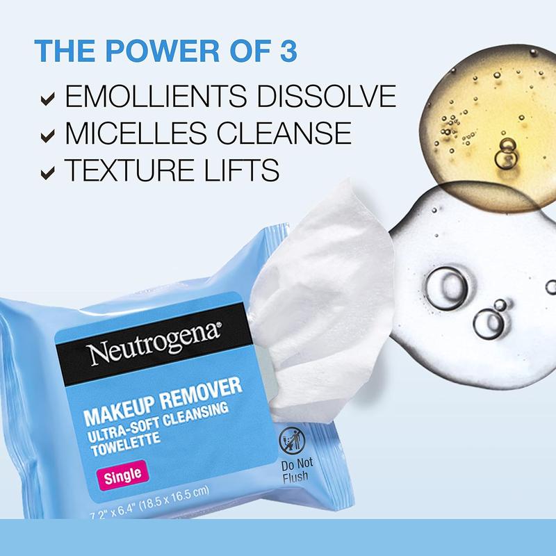 Makeup Remover Cleansing Towelette Singles, Daily Face Wipes To Remove Dirt, Oil, Makeup & Waterproof Mascara, Individually Wrapped, 20 Count 2