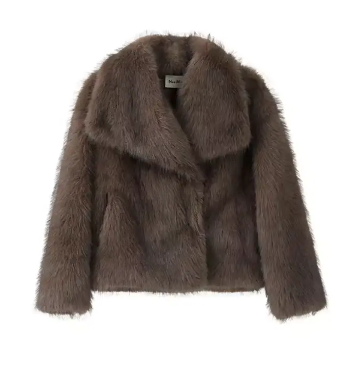 Luxury Big Fur Collar Faux Fox Fur Jacket Female Overcoats - Tops, Womenswear chav coat fuzzy  coat chav  coat ladies  coat christmas  coat chav  coats dolly  coat viral  fur molly mae misspap  faux real  fur