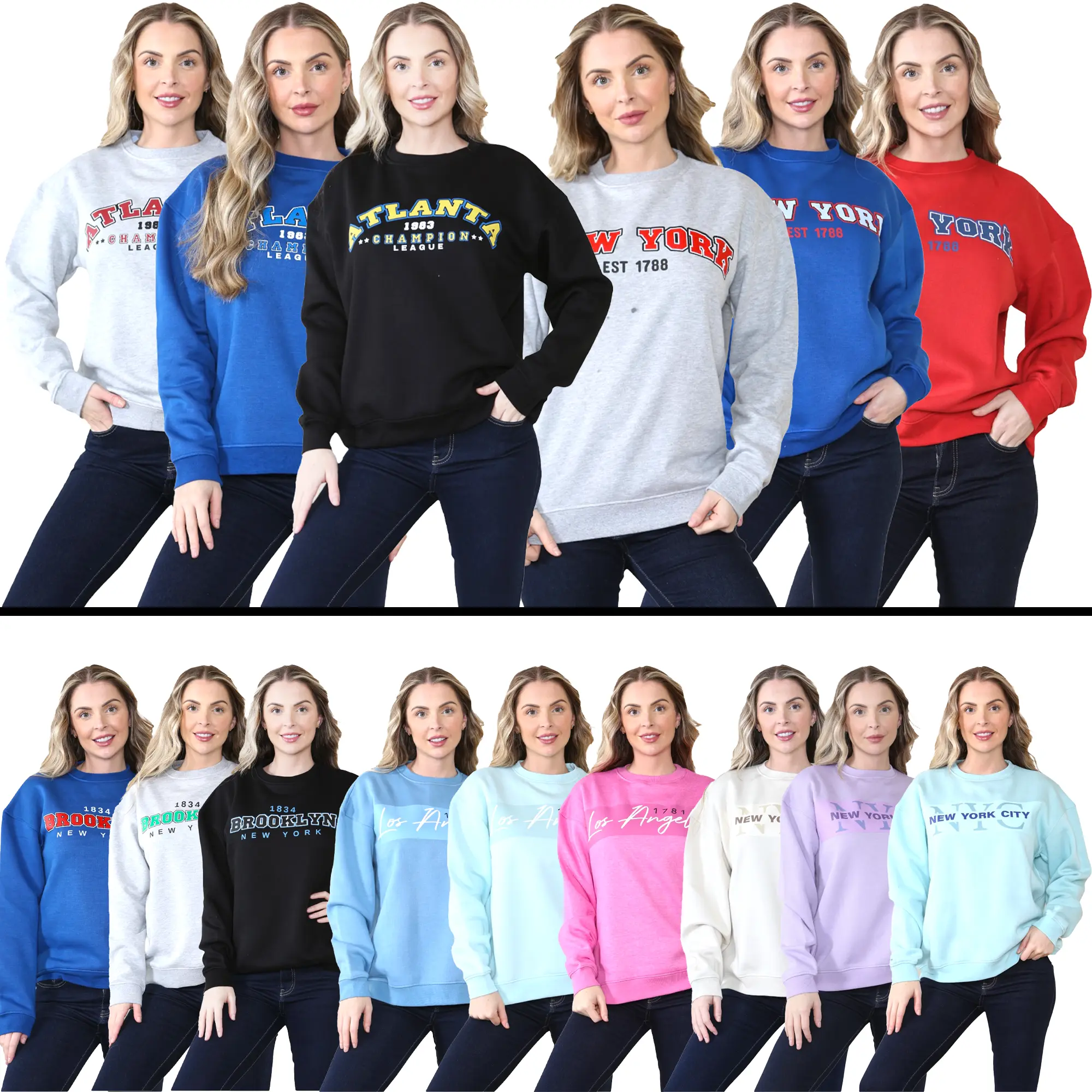 Womens Printed Sweatshirt with Stylish Crew Neck and Relaxed Fit - Available in Various Colors and Sizes - Comfort, Breathable