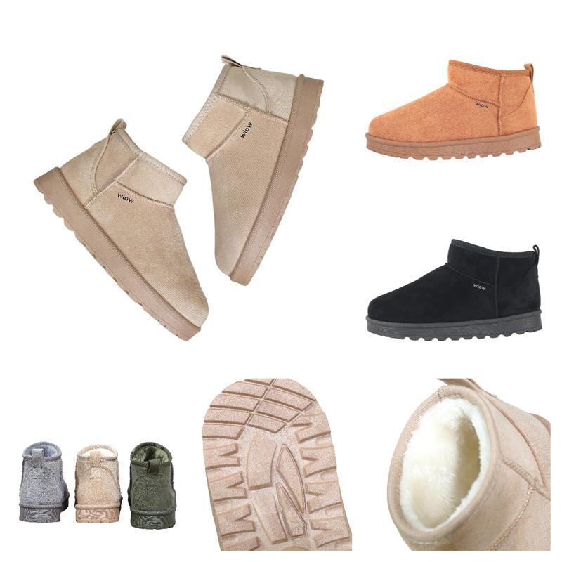wiow Women's Warm Winter Solid Matching Platform Snow Boots Thick Soles Fashion Casual Female Round Toe Cashmere Warm Lining for Dayliy Shoes Girl Footwear Walking Shoes Comfort Bathroom Arch Autumn 0