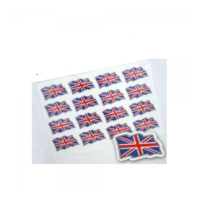 16 Pack Union Jack Wavy Flag Stickers - 3.7x2cm Each Flag 0