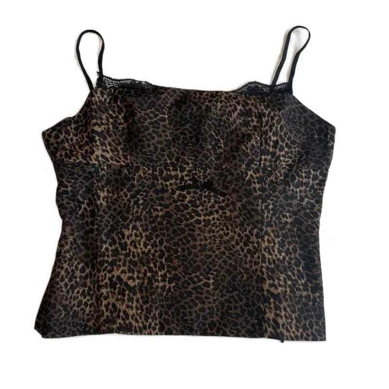 Leopard Print Camisole Cami Top Bow Lace Viral Womenswear Y2K Style Comfort Casual Style Fashion Adjustable Chic Day 0