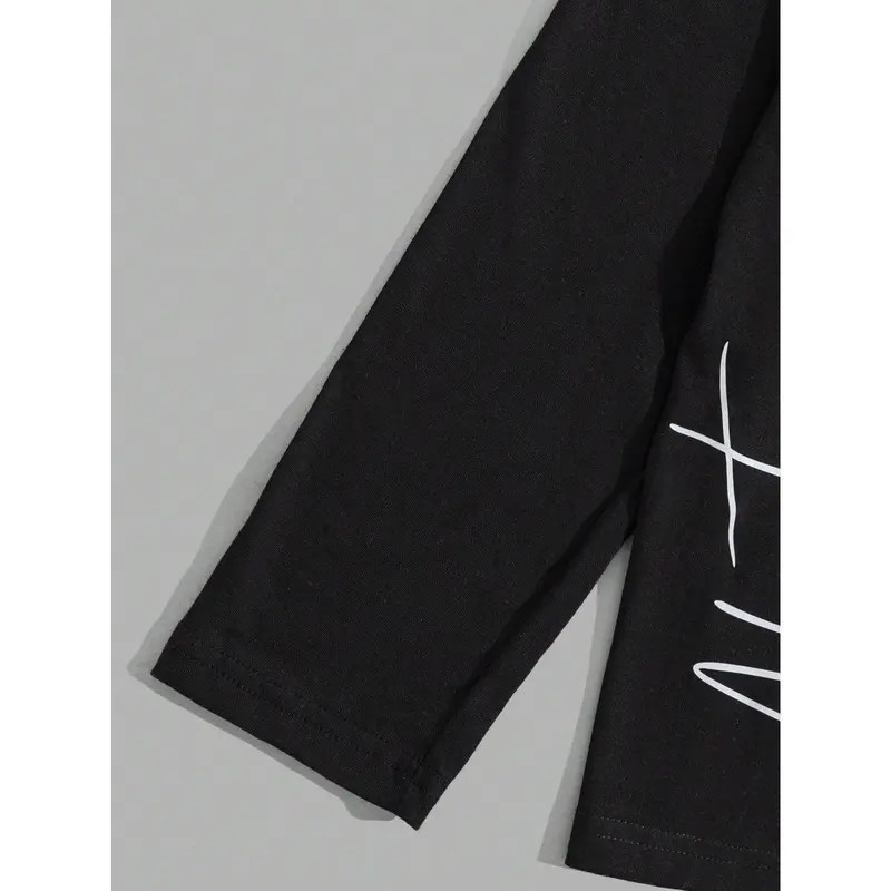 Cottnline Men's Minimalist Cozy Printed Long Sleeve T-Shirt And Pants Sleepwear Set Loungewear Menswear 3