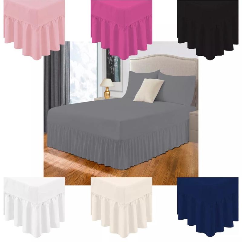 Plain Valance Sheet Percale Egyptian Cotton Fitted Sheets | Easy Care 16" / 40cm Extra Deep Frilled Valance Fitted Bed Sheet - Machine Washable - Single Small Double (4FT) Double King Super King Sizes-Wrinkle Fade Stain Resistant. 2