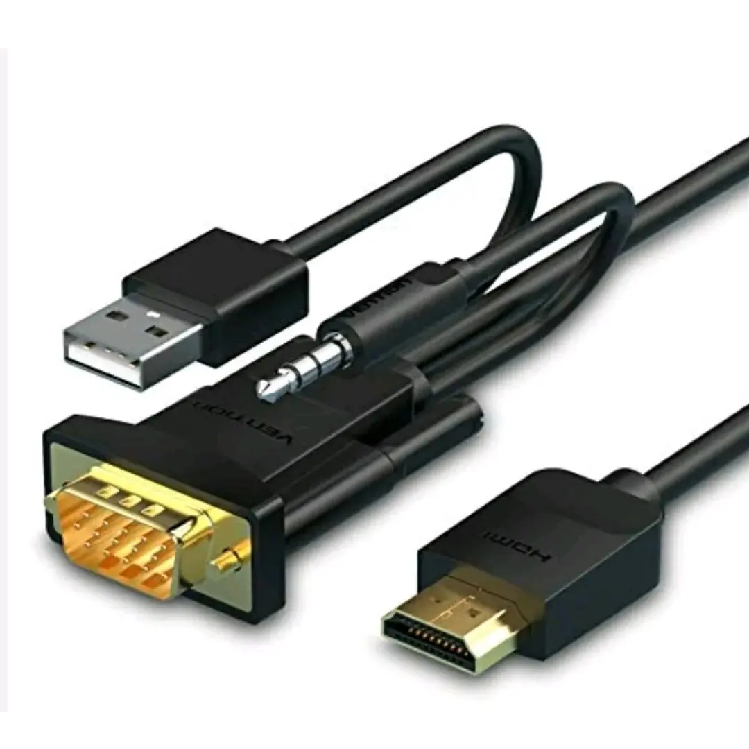 HDMI to VGA Cable HD-15 D-SUB Video Adapter Cord Audio For PC Monitor Game HDTV