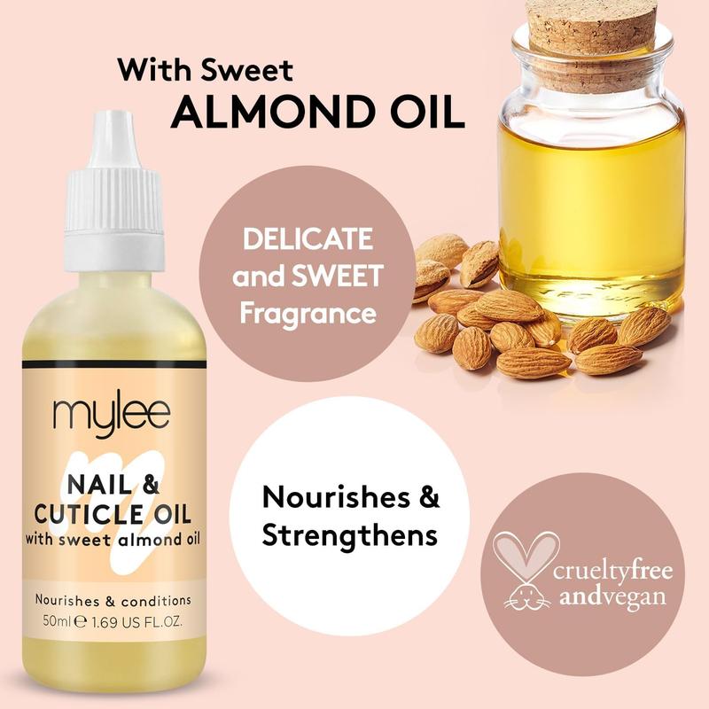 Mylee Sweet Almond Nail & Cuticle Oil 50ml, – Deeply Hydrating & Nourishing Cuticle Conditioner Oil, Non-Greasy Formula and Leaves No Sticky Residue, Lightly Scented With Almond Oil 2