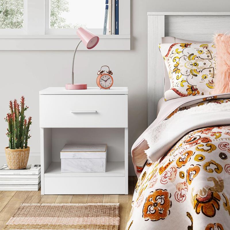 2-Tier Nightstand Bedside Cabinet End Table for Bedroom Home Office White 0