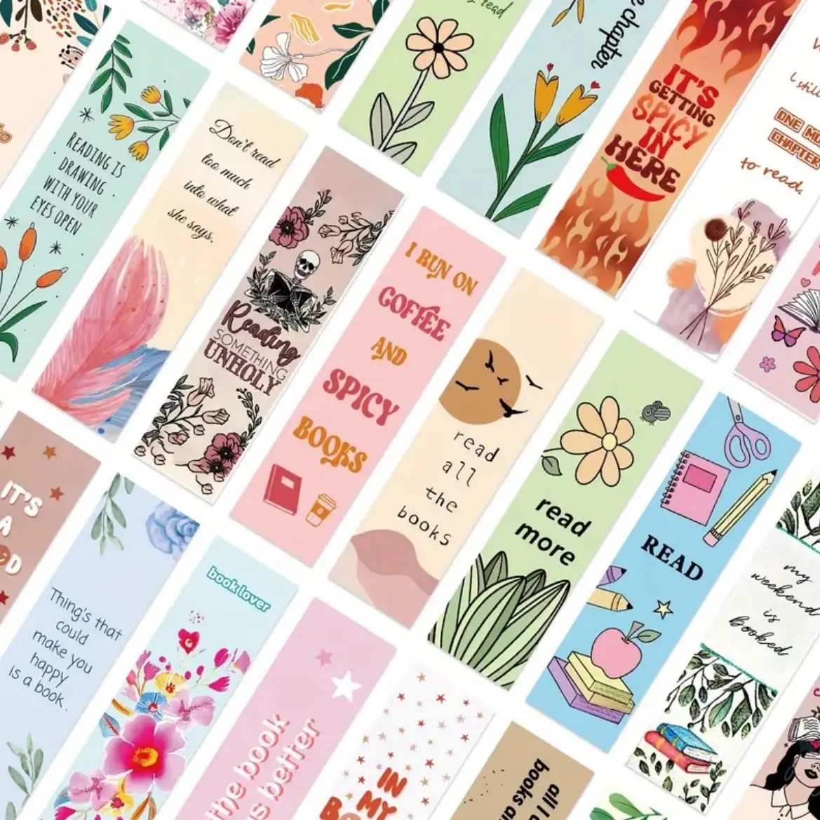 Glossy Bookmarks - Affordable, High quality Variety Cardstock Bookmarks for books lovers, gift ideas, book tok