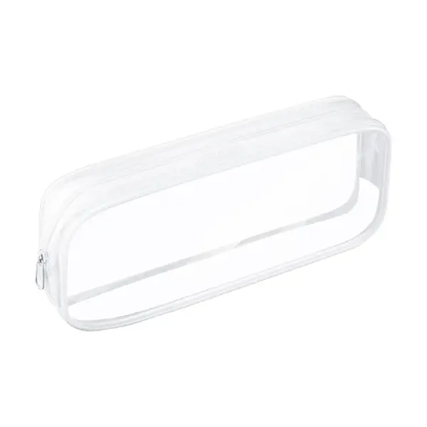 Clear Pencil Bag, Clear Exam Pencil Case, Waterproof PVC Zippered Comestic Storage Pouch, Travel Luggage Pouch Make up Cosmetic Bag (White)