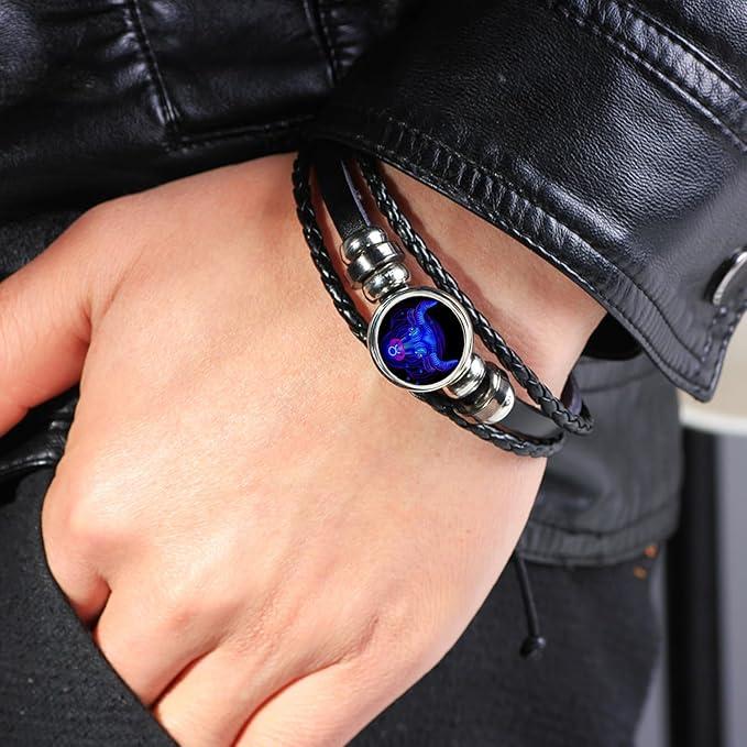 Zodiac Signs Spirit Bracelet, Zodiac Guardian Bracelet, Manifestation Bracelet, Zodiac Constellation Bracelets, Spirit Bracelets Zodiac,  Multilayer Adjustable Twelve Constellation Zodiac Leather Bracelets for Unisex necklace necklace  gift 6