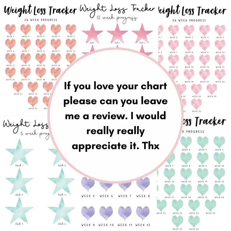 Gorgeous 52 Week Weekly Weigh In Weight Loss Tracker (52 Wks). A4 Printed Weight Loss Chart, Annual Weight Loss Tracker, Yearly Weight Loss Tracker. Laminated Or Unlaminated in 15 Colour Options. Start Tracking Your Weight Loss Now. 8