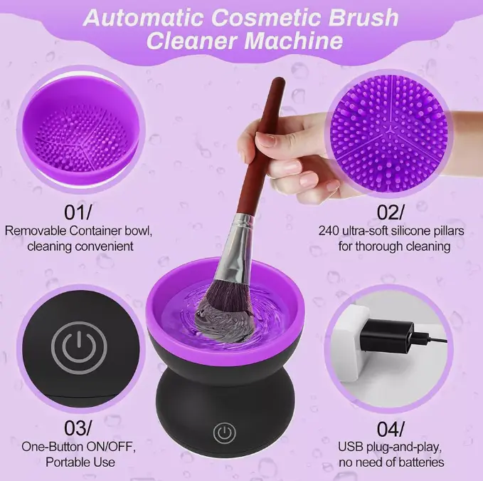 Professional Electric Makeup Brush Cleaner Machine for UK Cosmetic Cleansing 3