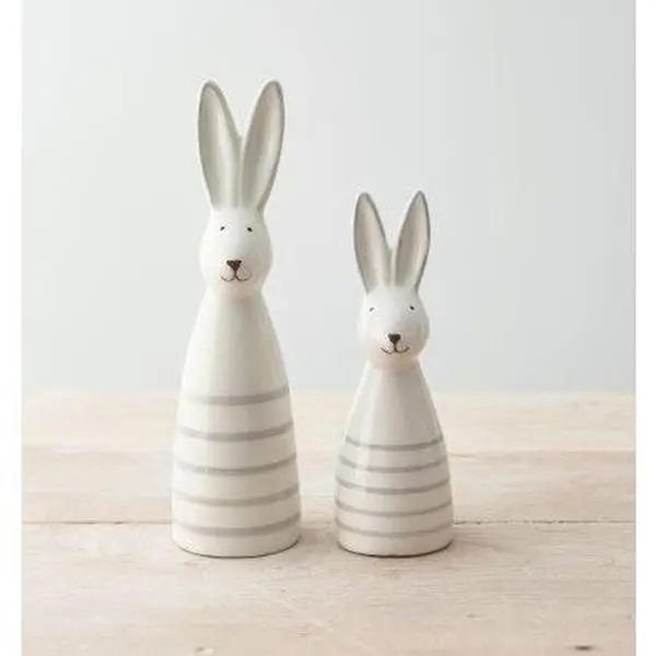 Striped Bunny - Available in 2 Sizes - Perfect for Easter Ceramic Decor Ornaments