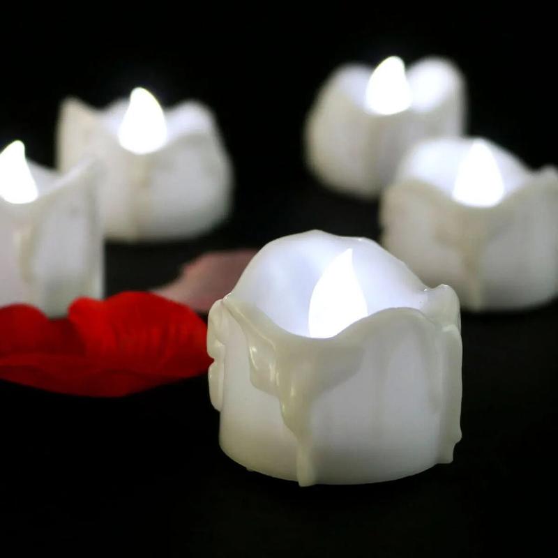 6/12Pcs Flickering LED Candles Warm White/Yellow Electric Candle Flameless Tealights for Wedding Valentine's Day Decoration 8