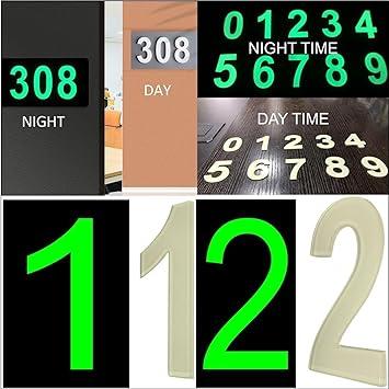 Door Numbers 3D Acrylic Luminous House Numbers Glow in the Dark Stick On Self Adhesive Home Signs Hotel Office Appartments Mailbox Outdoor 6cm 1