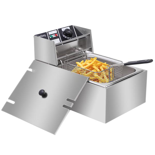 EH81 2500W 220-240V 6.3QT/6L Stainless Steel Single Cylinder Electric Fryer UK Plug 2
