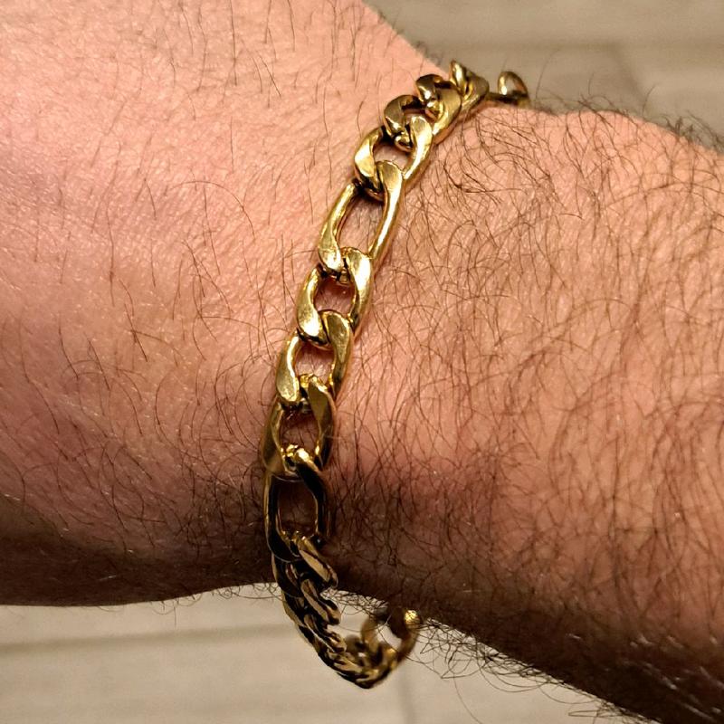 figaro link bracelet. gold or silver plated available. stainless Steel. 1