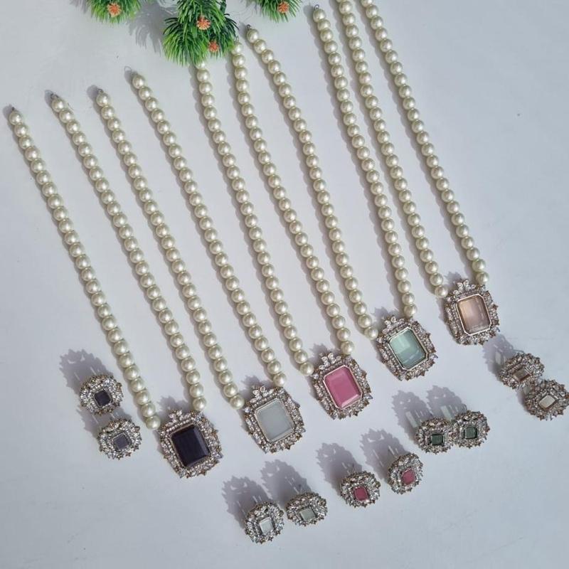 Pearl zirconia mala set with studs Auspicious MJB05 5