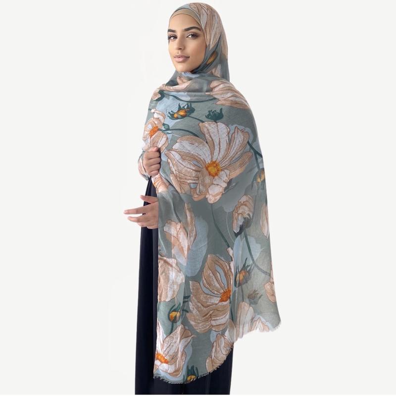 Soft and Breathable Printed maxi Hijab in Cotton Viscose Blend for Muslim Fashion Women 2