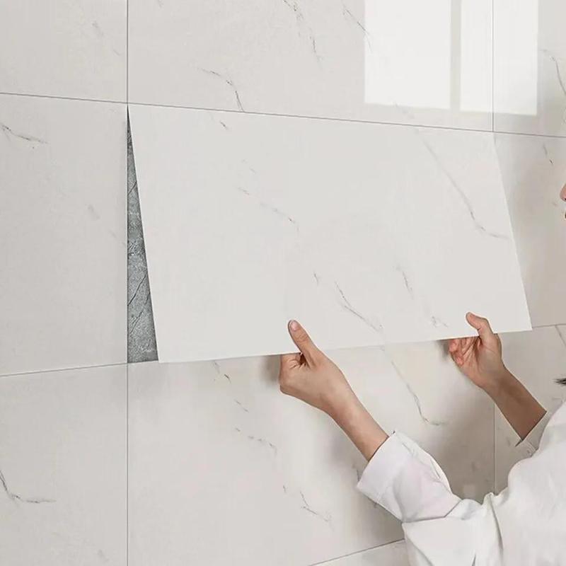 12X PVC Marble Tiles Wall Sticker Self-Adhesive Stick On Kitchen Bathroom Decor panels 2