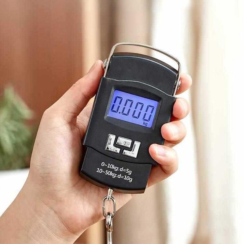 1pc Black 50kg Portable Electronic Portable Luggage Scale LCD Digital Display Screen Express Delivery Scale Hook Mini Scale 2