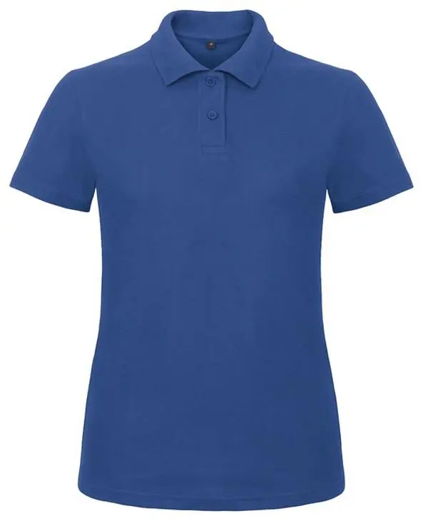 Womens royal blue polo Cotton Basic Casual Comfort Shirt Shortsleeve Fabric Top Clothing Button Comfortable Collar Womenswear Fit Flat Knitted Matching Medium Style