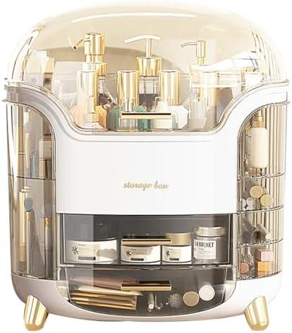 Product Introduction of Makeup Organizer, Dustproof Large Cosmetic Storage Box, Skincare Container with Drawers, White Transparent Gift box for Vanity Case 1