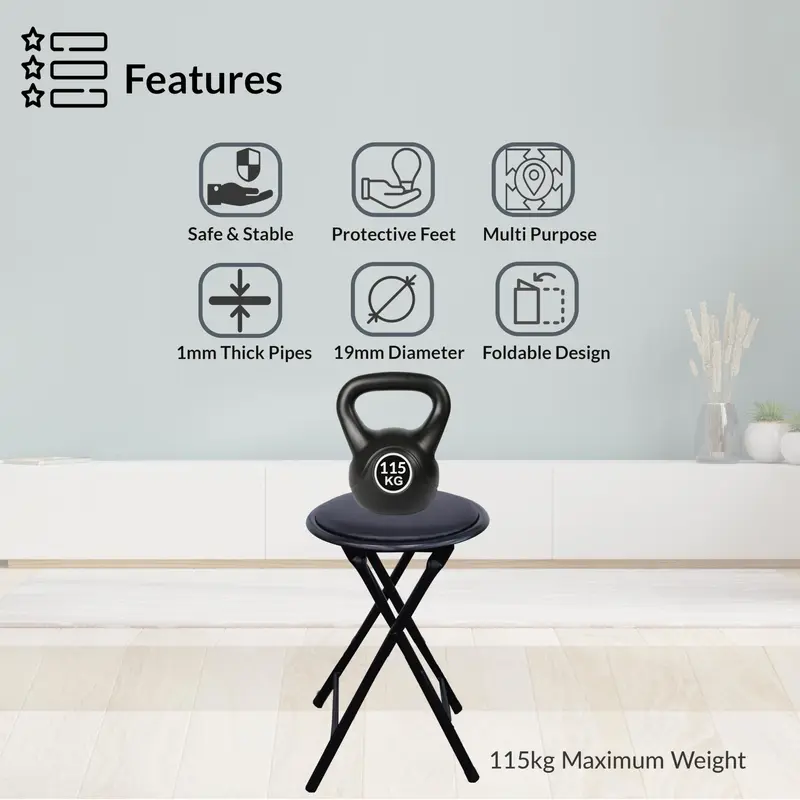 ZYBUX - Portable Round Stool - Folding, Compact, and Versatile for Home Office 3