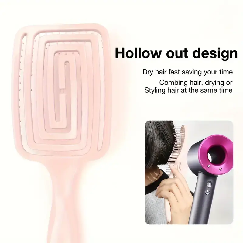[Buy One Get One Free] [Free Shipping] Hollow Out Detangling Hair Brush, 2 Counts Wet/Dry Use Hair Brush, Ergonomic Handle for Effortless Detangling, Heatless Styling Tools
