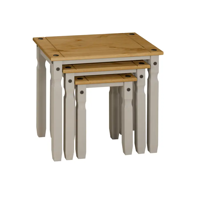 Corona Grey Nest of Tables Mexican Solid Pine coffeetable coffeetables 5