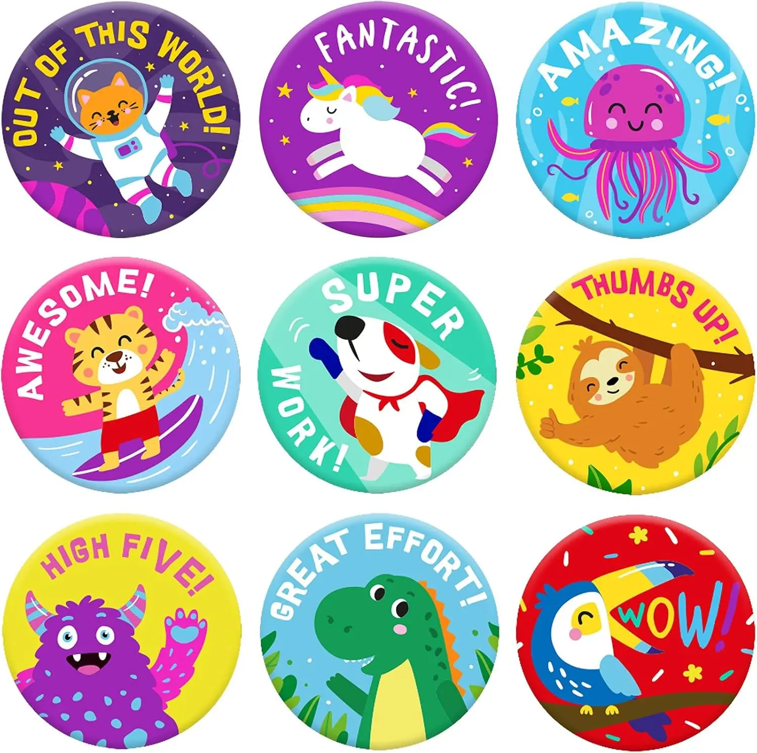 Reward Stickers for Teachers, 1008 Decals for Kids in 9 Designs, 1 Inch School Tags on Sheets, Classroom Teacher Supplies, Potty Training Badges and Motivational Chart