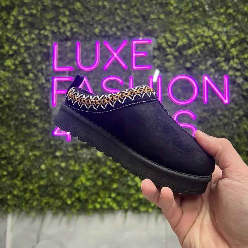 LUXEFASHION4LESS VIRAL CHILDREN’S COMFY FUR LINED CHUNKY PLATFORM SLIPPERS MULES SHOES 4