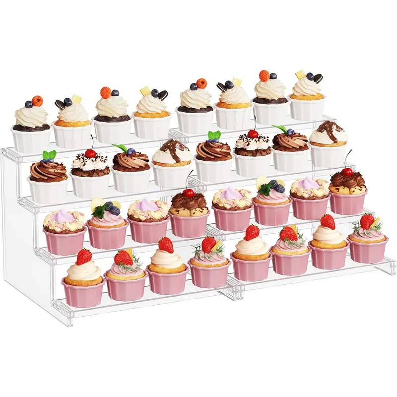 Lifewit 4 Tier Clear Cupcake Stand, Display Shelf for Cupcake, Desserts, Figurines, Display Risers Stand for Holiday, Birthday, Wedding Party Decor 8