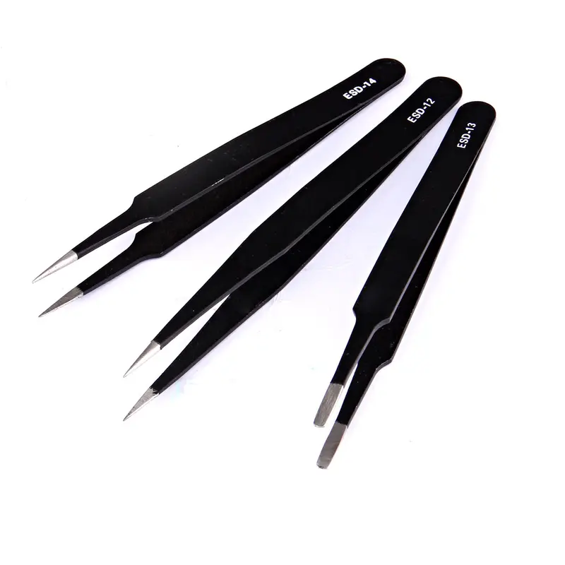 6 x Professional Coated Precision Tweezers Set Stainless Steel Non Magnetic 2