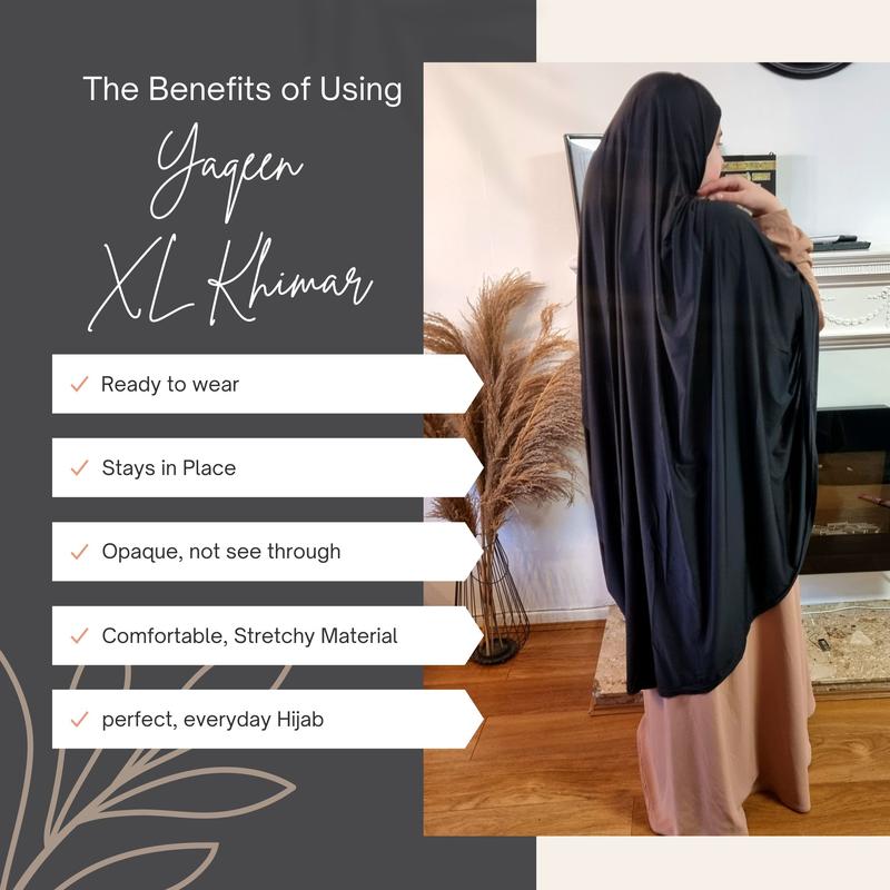 Yaqeen XL Lycra Khimar for Modest Fashion | Stretchy Full Coverage Hijab | Plus Size Friendly Islamic Khimar | Soft Lycra Khimar in Multiple Colours | Hijab Style for Women | Modest Wear Outfit | Comfortable Daily Wear Khimar | Islamic Clothing for Women 4