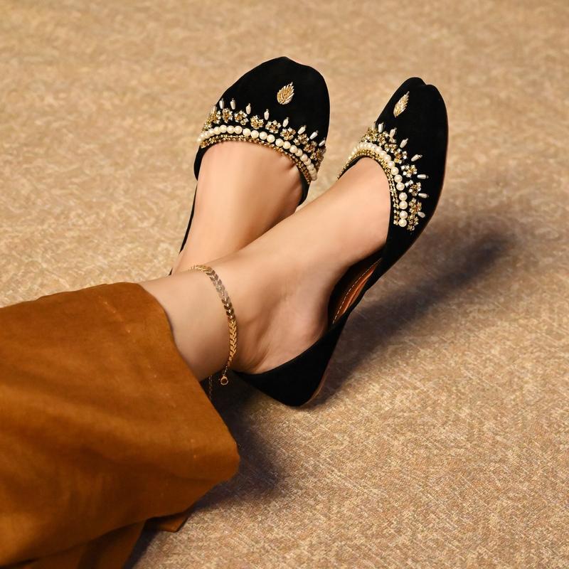 Handmade Ladies Pakistani Indian Khusa Sandal | Diamonte and Pearl Punjabi Jutti | Wedding shoes | Gift For Her | Gold Silver Black Pink Maroon Women Comfort Footwear 7