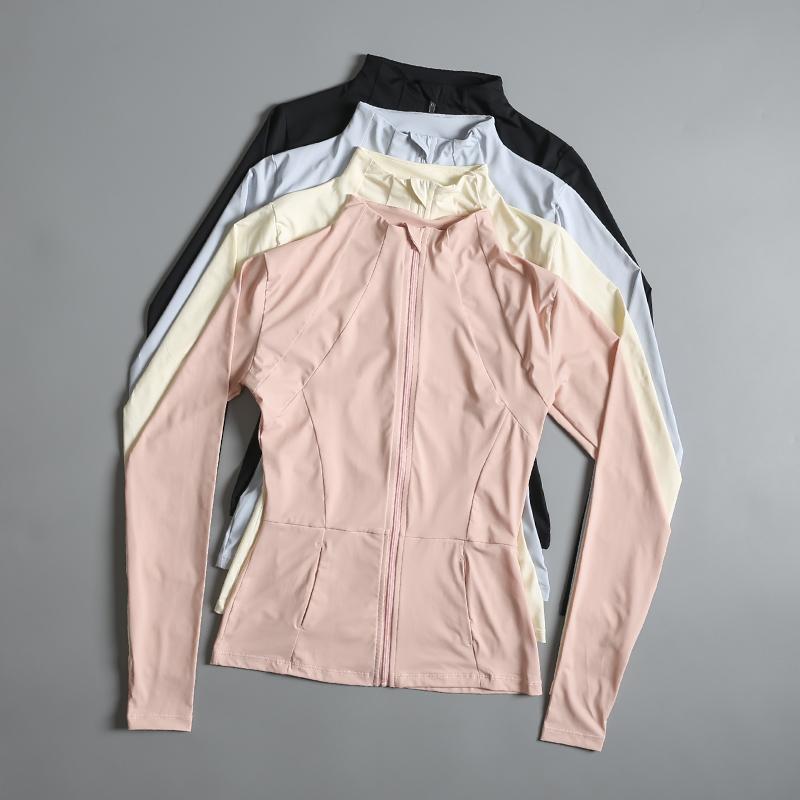 Product Introduction of New yoga wear ladies coat round high elastic loose exercise yoga fitness long sleeve stand-up collar  yoga tops 18
