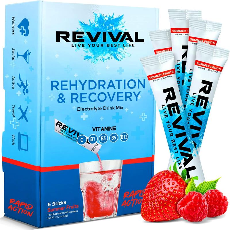Product Introduction of Revival Rapid Rehydration Electrolyte Powder - High Strength Vitamin C & B, 6-Pack Cherry, Supports Hydration & Recovery - Healthcare, Dietary 3
